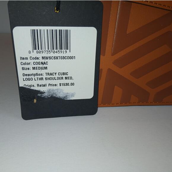 MCM Tracy Shoulder Bag in Cubic Logo Leather Cognac - NWT - Picture 11 of 16